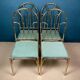French vintage dining set in imitation bamboo brass with 4 chairs and table, 1970s, set of 5.