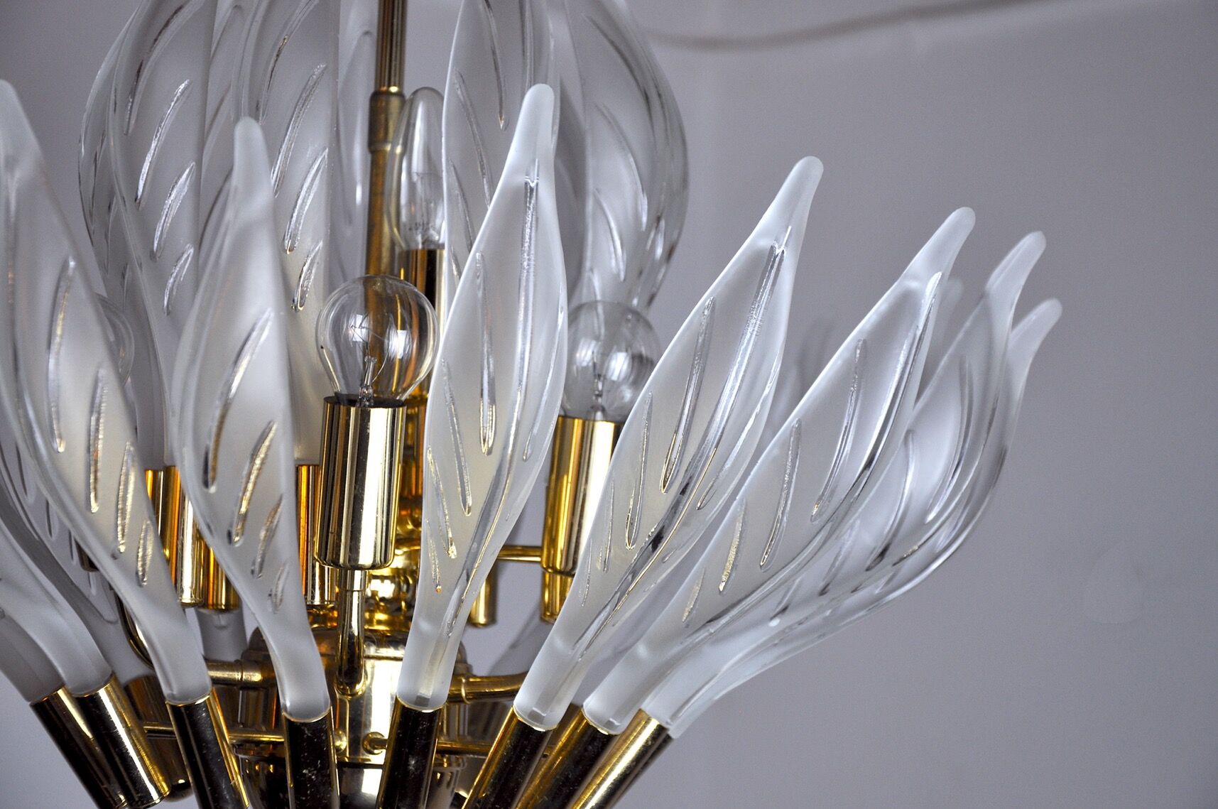 Venini's floral chandelier, murano glass leaves, Italy, 1970