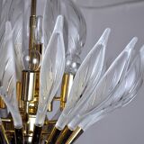 Venini's floral chandelier, murano glass leaves, Italy, 1970