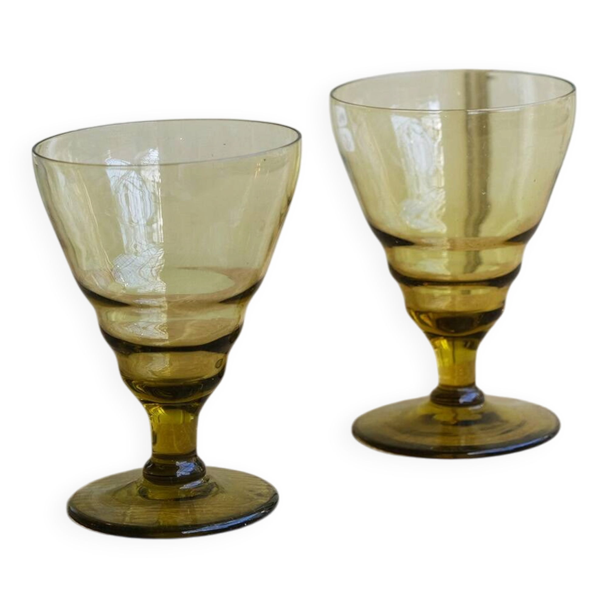 Paire de verres Art déco, teintés vert, vintage
