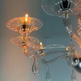 Venetian glass lustre in pink, in the style of Venini.