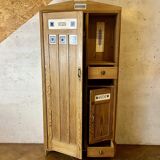 Art Nouveau wardrobe in pine with ceramic tiles, early 20th century.
