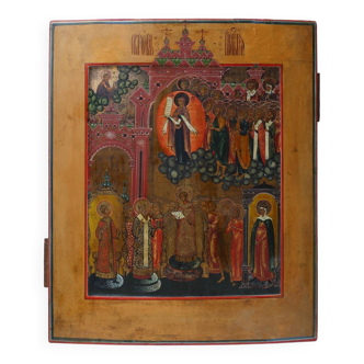 Russian Icon “Intercession of the Theotokos”, Russia ca. 1900
