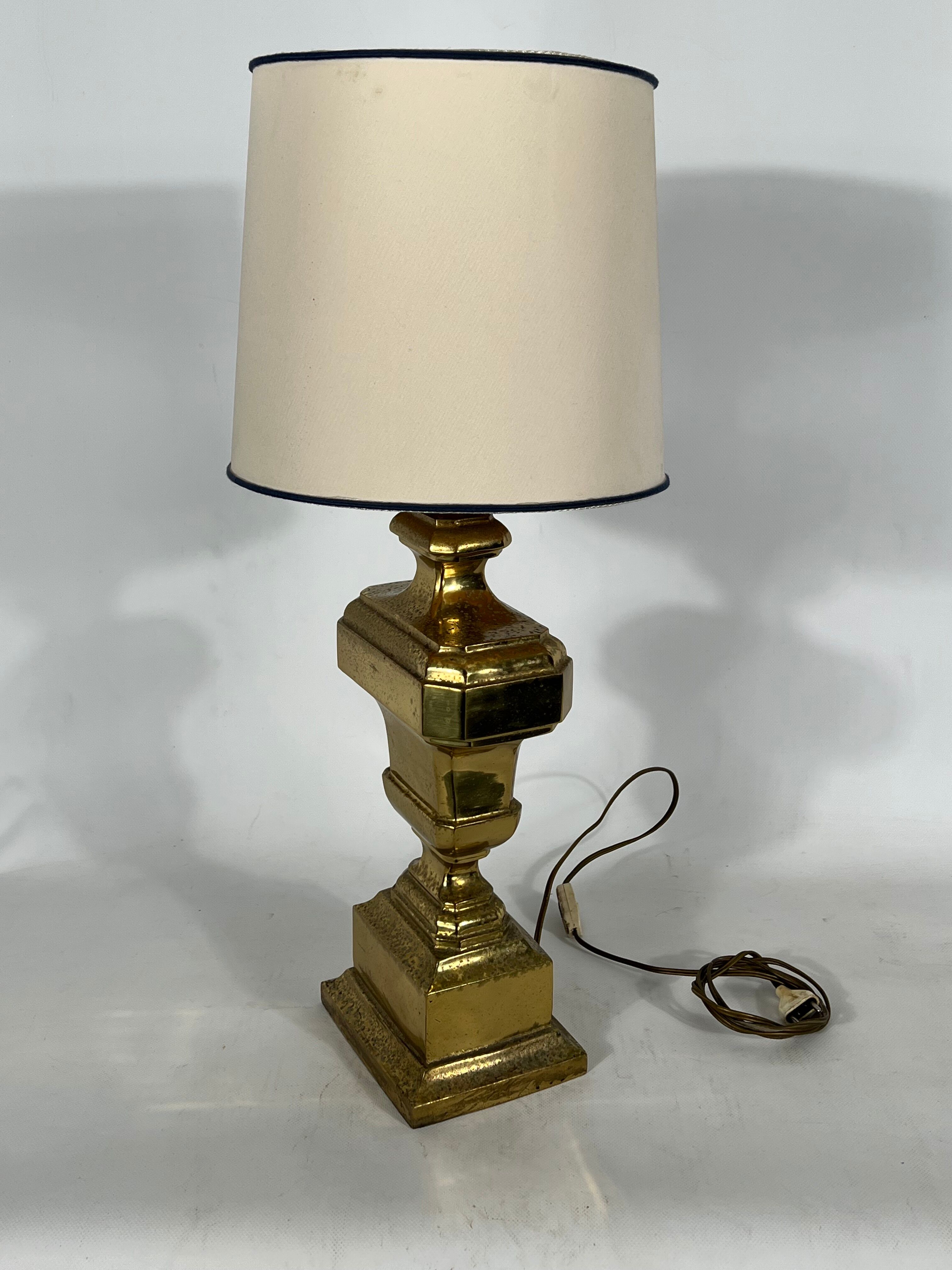 Vintage Large Italian Solid Brass table lamp from 50s
