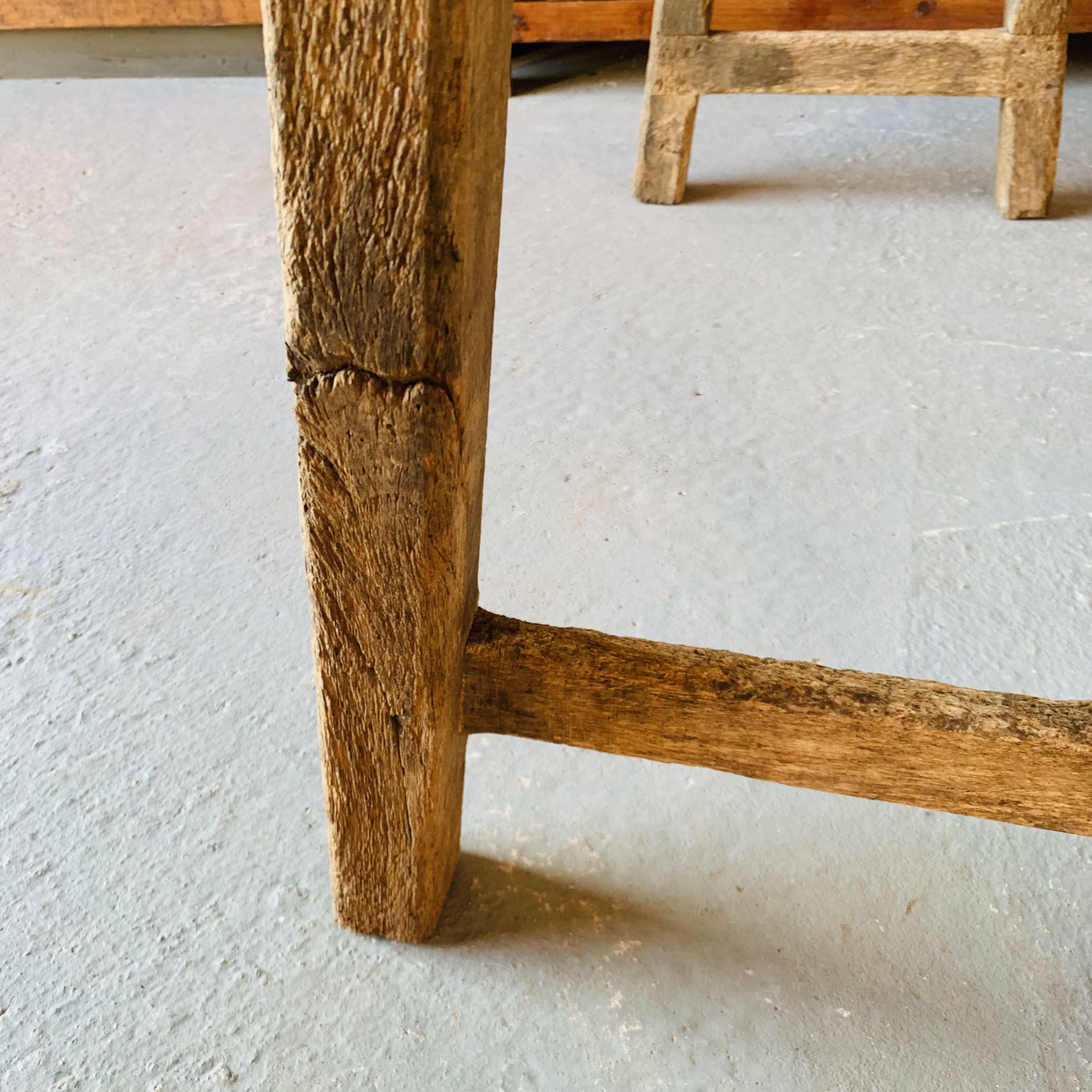 Primitive raw wood console