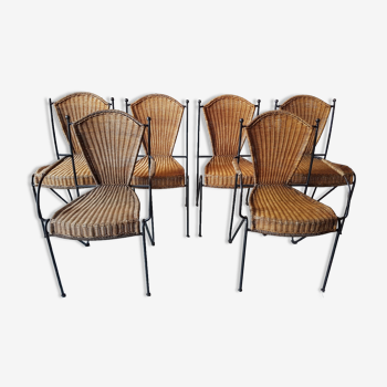 Chaises et fauteuils cannées style vintage 1960