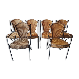 Chaises et fauteuils cannées style vintage 1960