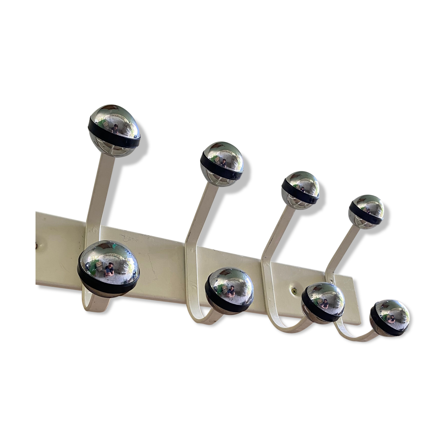 Vintage wall coat rack, Ten hooks, 70s