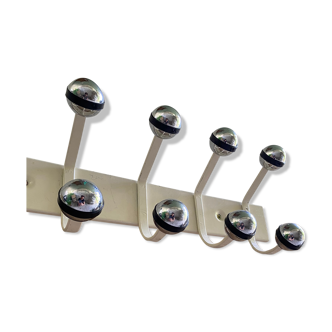 Vintage wall coat rack, Ten hooks, 70s