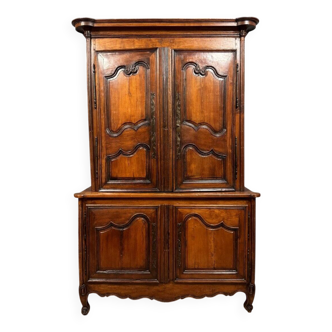 Louis XV style two-part sideboard in cherry and walnut circa 1880
