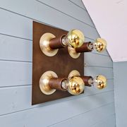 Space Age ceiling light/wall lamp in brass, Cosack Leuchten, 1970.