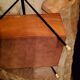 Sewing box from the 50s in wood and black metal