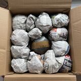 Camaieu table lamp - orange opaline and vintage fabric