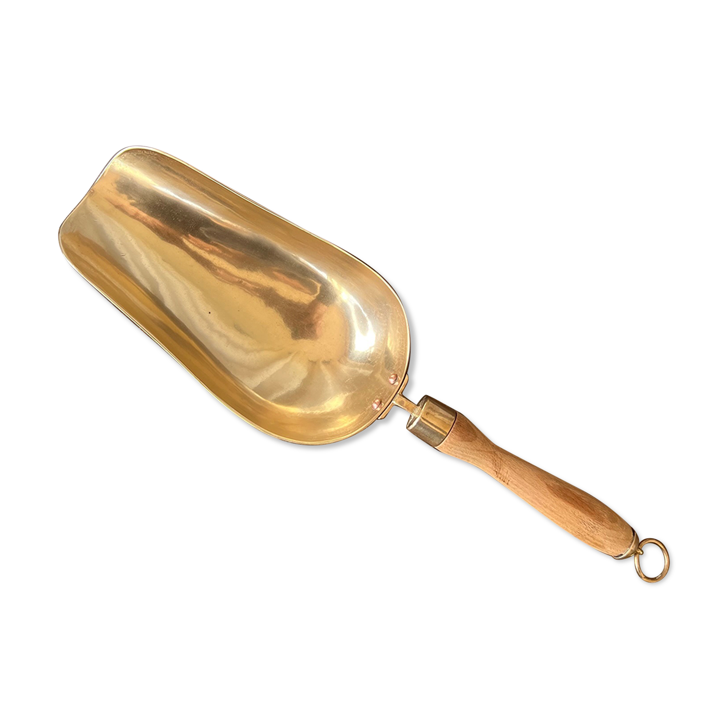 Large old brass grocery shovel