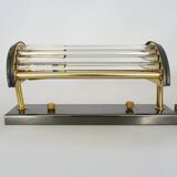 Pair of Art Deco style wall lights, brass, metal and glass GS model Vadisa. 1970s