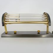 Pair of Art Deco style wall lights, brass, metal and glass GS model Vadisa. 1970s