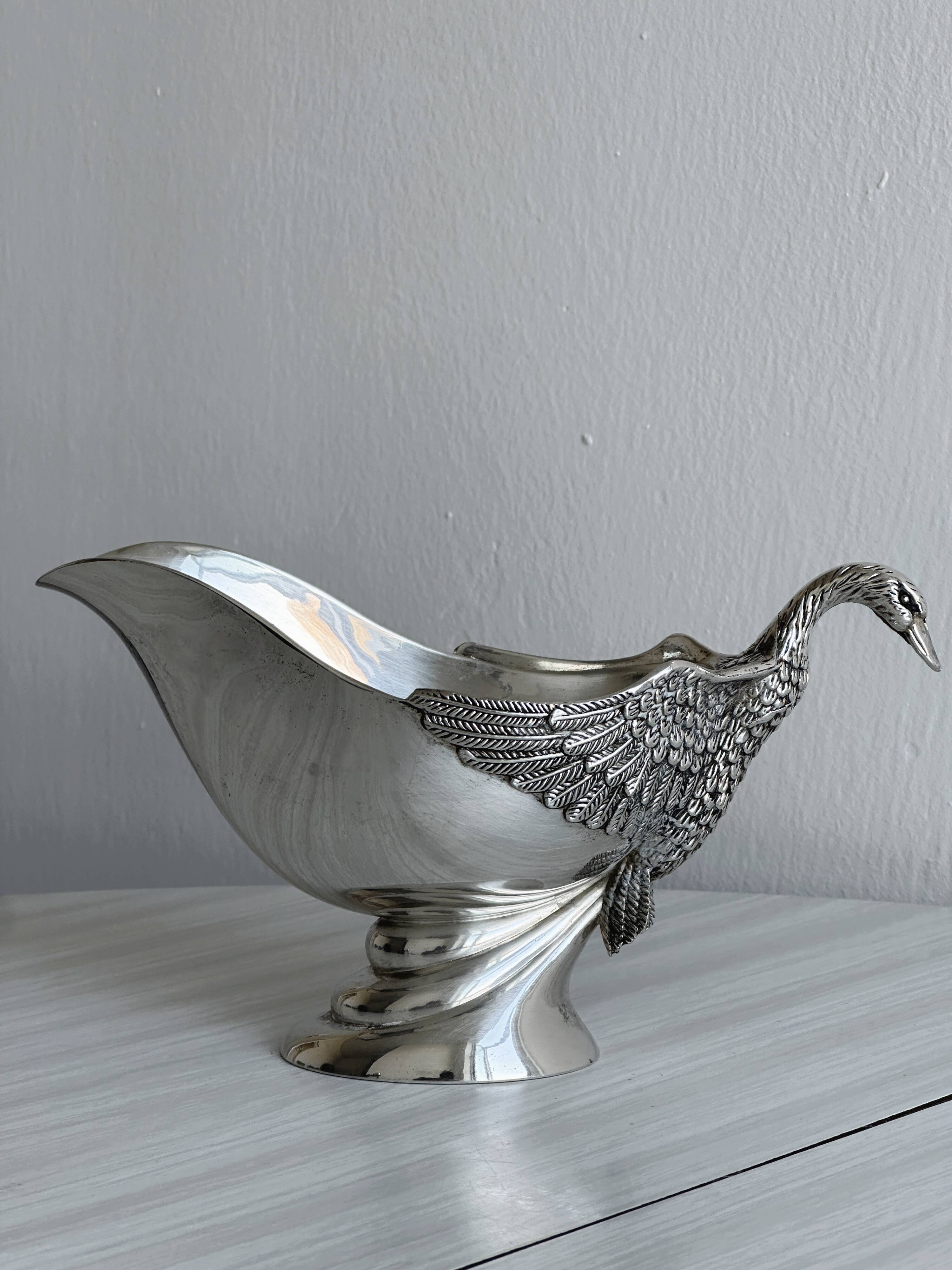 Saucière en métal argenté