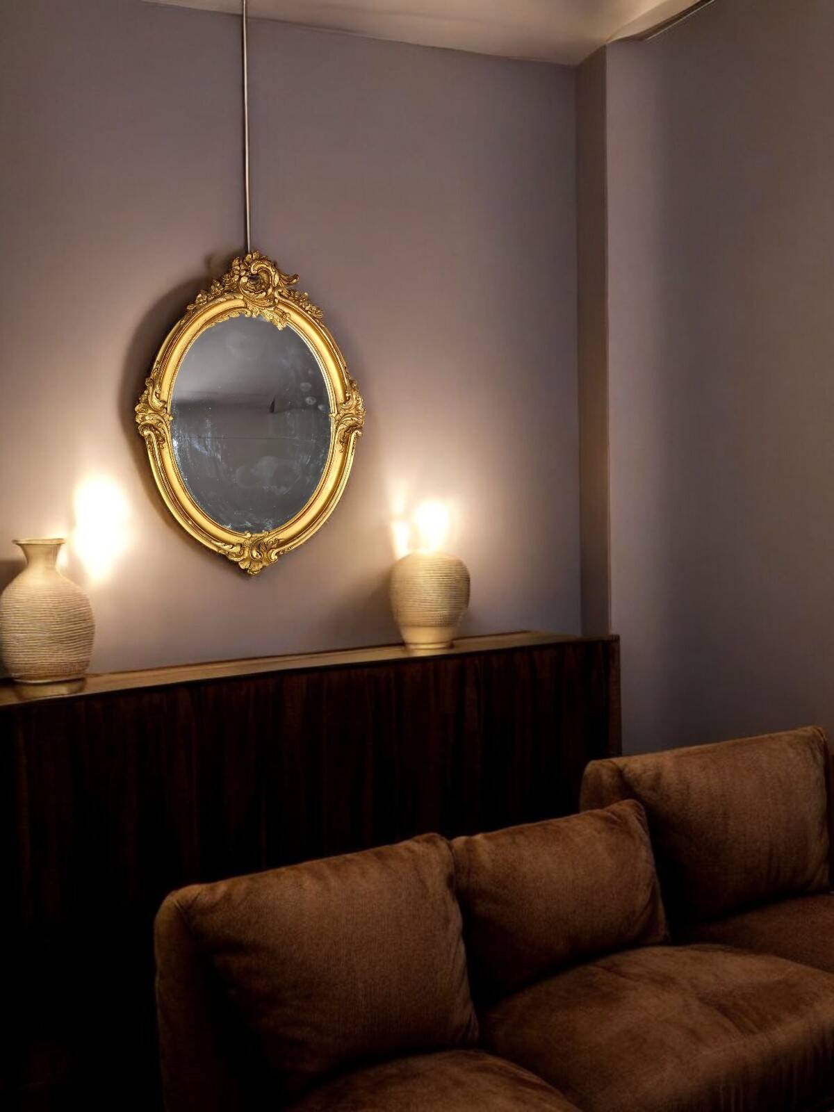 Mirror 55x39 cm rebate 40x30 cm wooden frame fine gold stucco dated 1908 SC414