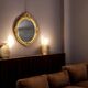 Mirror 55x39 cm rebate 40x30 cm wooden frame fine gold stucco dated 1908 SC414
