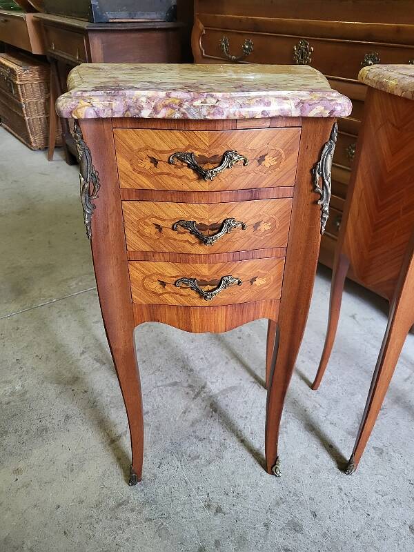 Pair of rosewood bedside tables with marble top n° 2