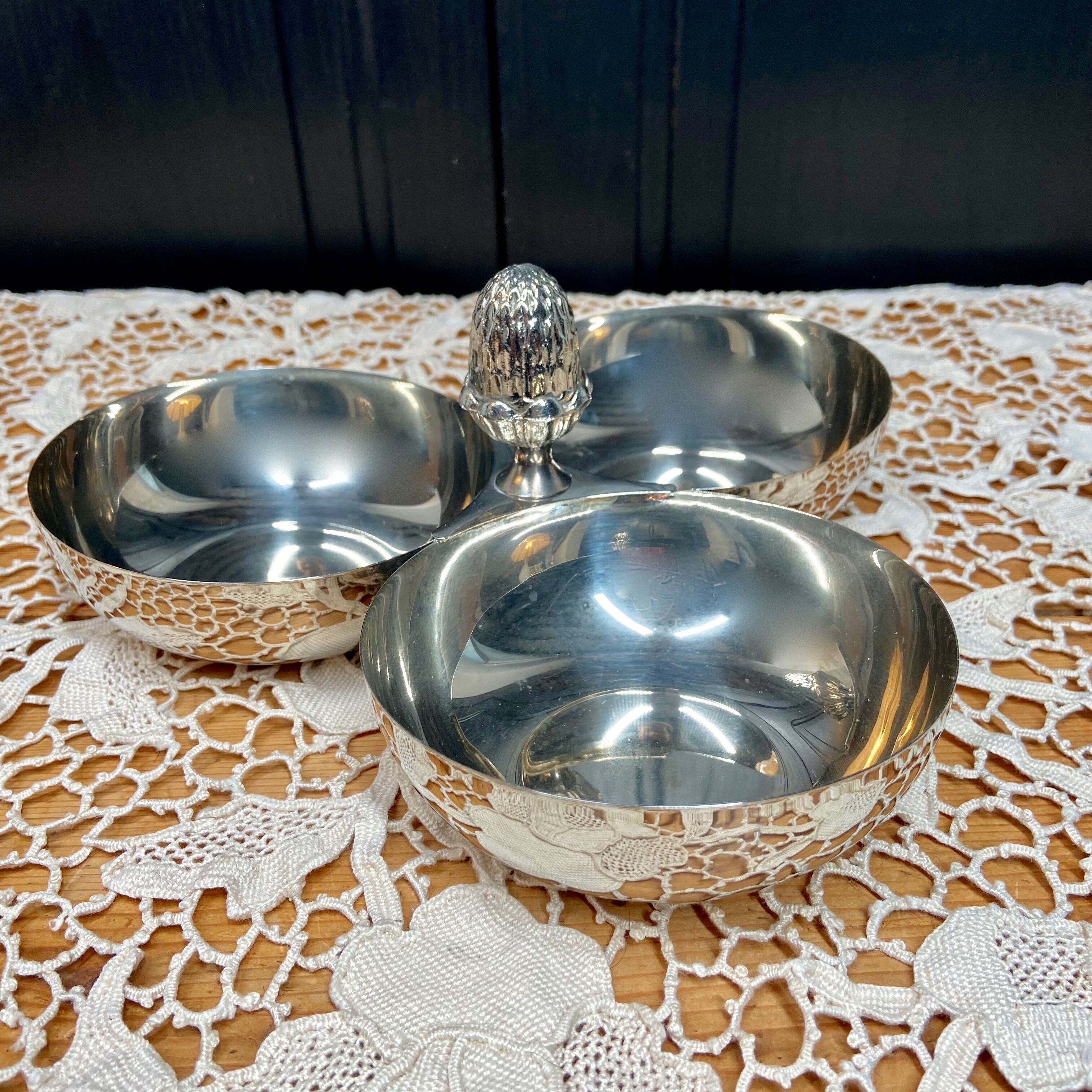 Vintage silver metal servant