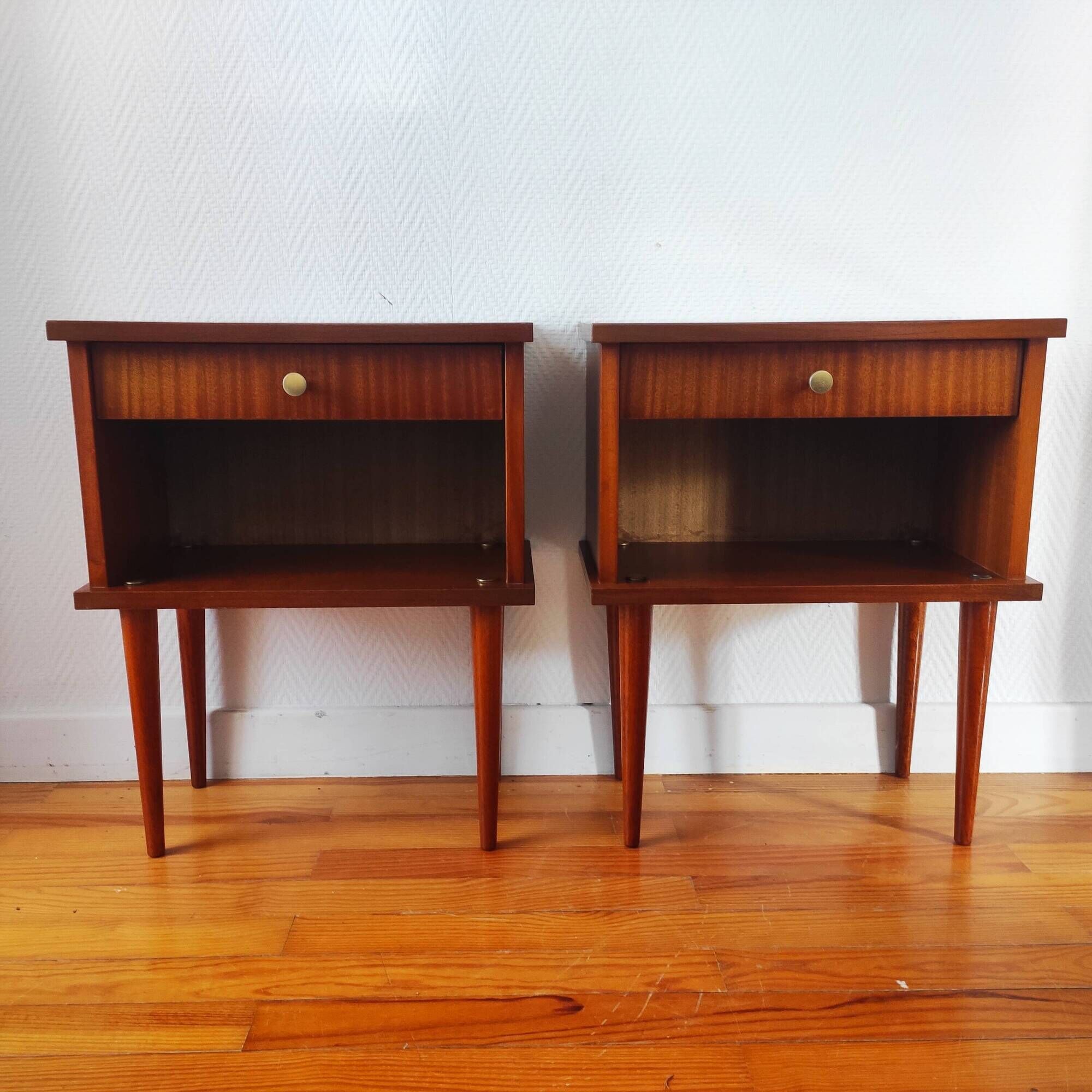 Paire de tables de chevet vintage 1960 inspiration scandinave