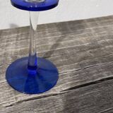 Bougeoir en verre soufflé bleu