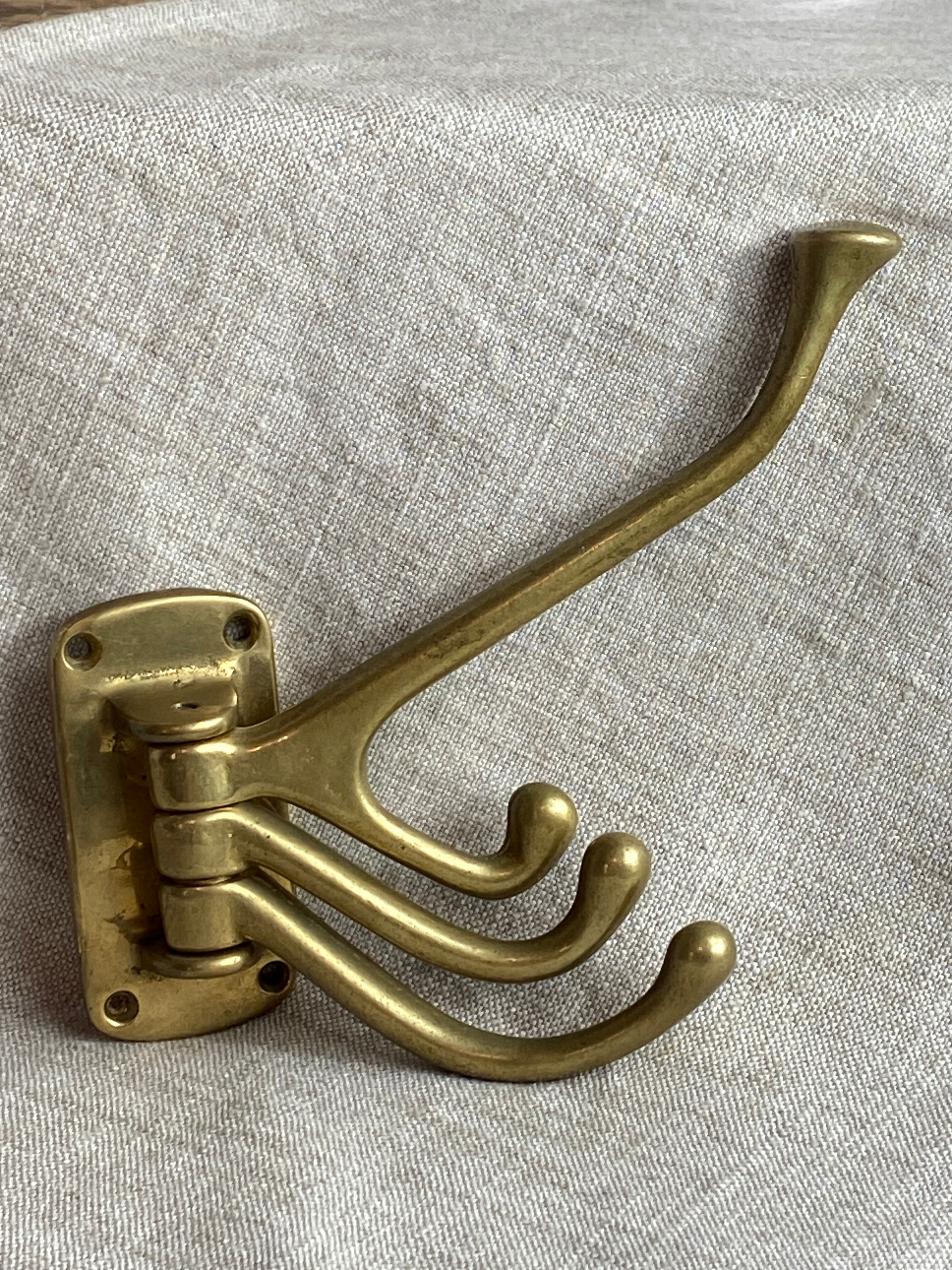 Adjustable nautical coat hook in solid brass