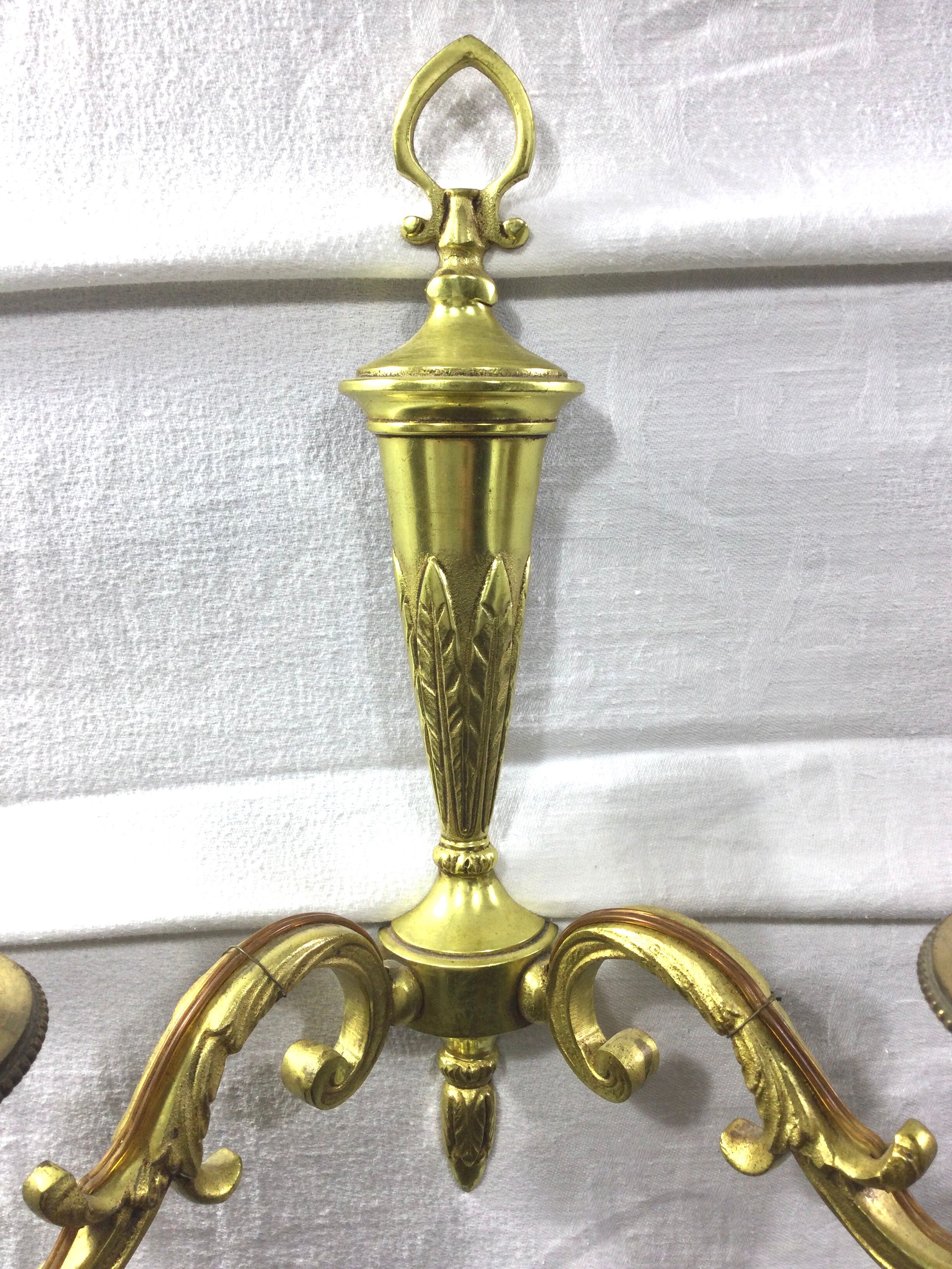 Pair of bronze wall lamps 2 lights