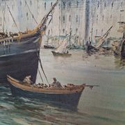 Peinture marine xixe sur toile signée J Alberti
