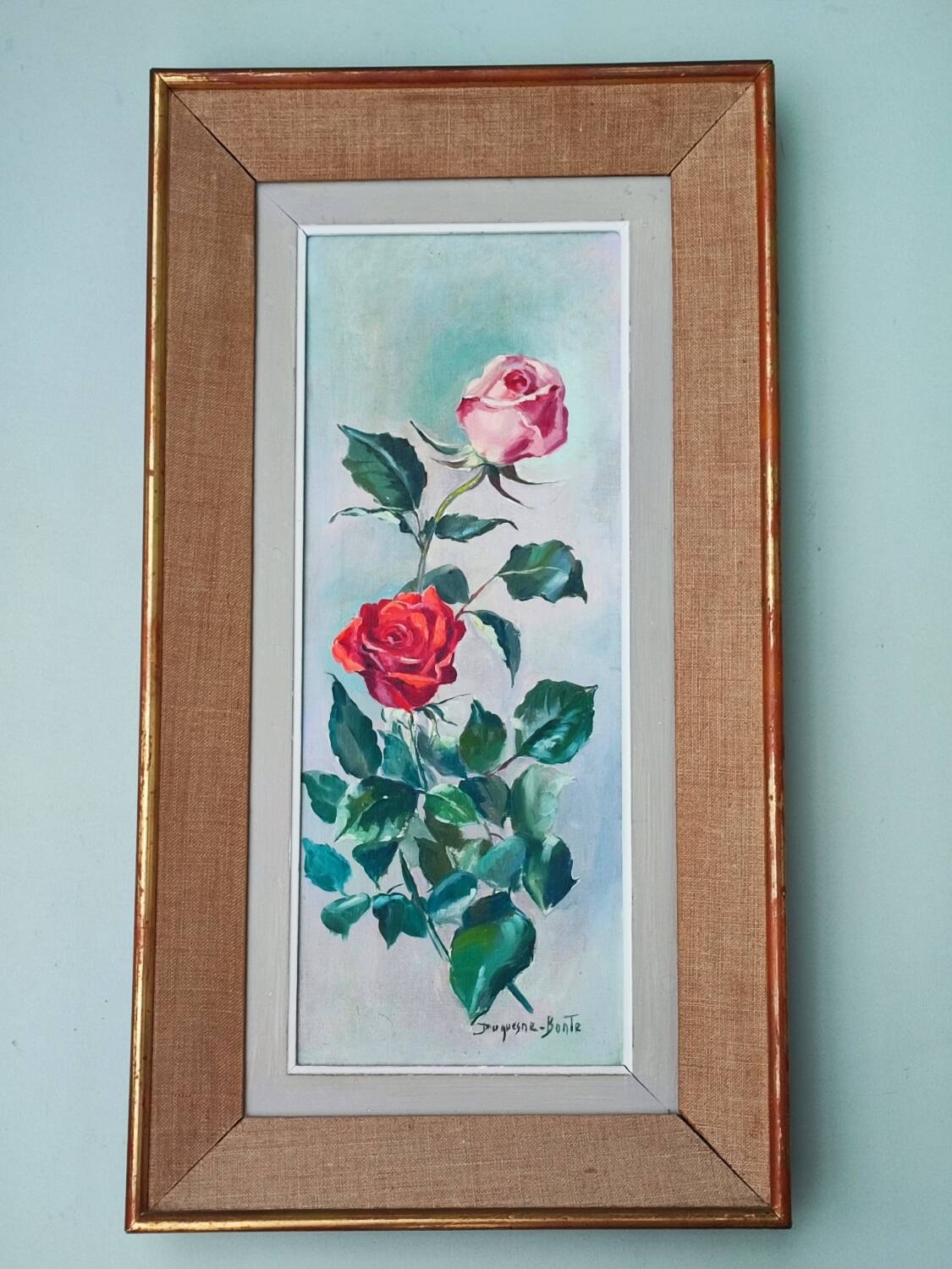 Paire de peintures à l'huile "Roses"