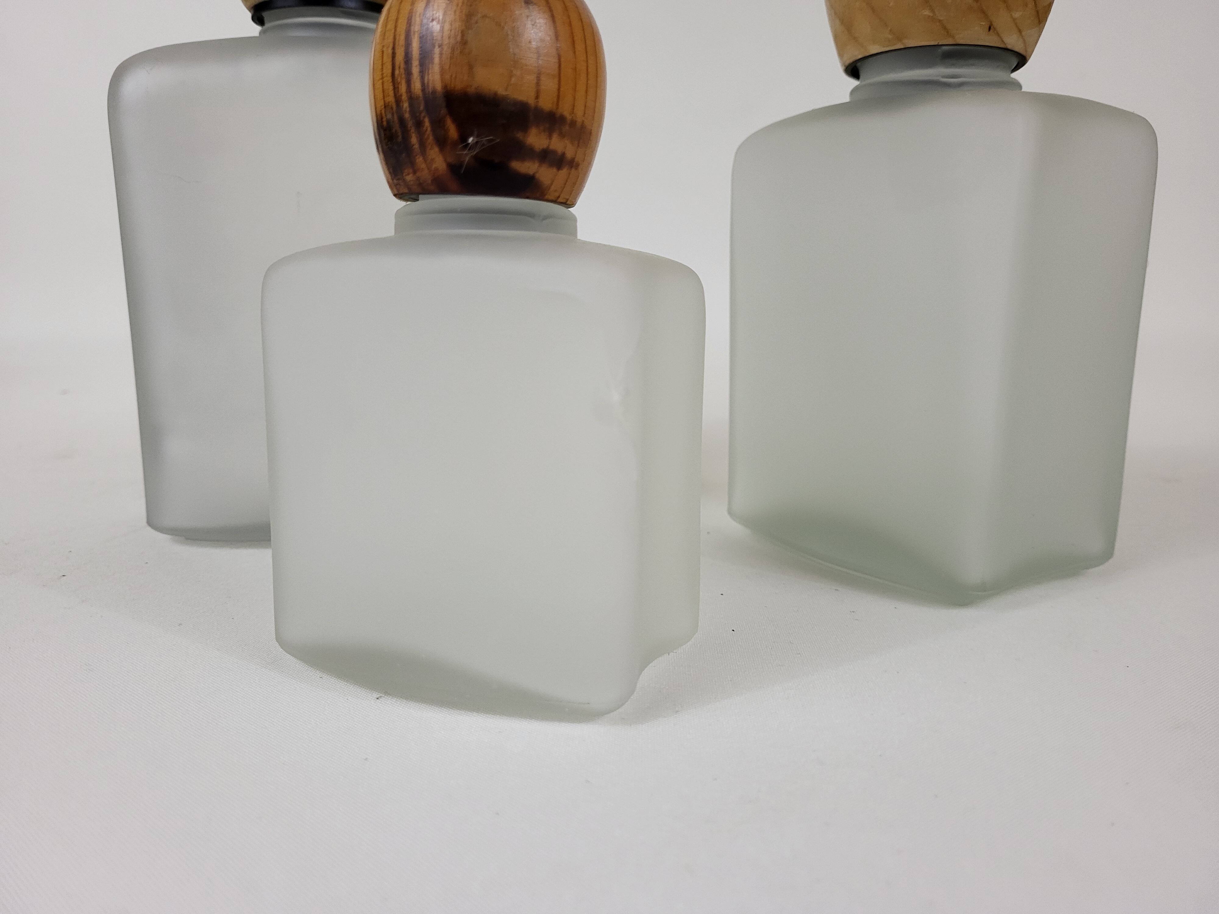 Set of 3 vintage frosted glass bottles