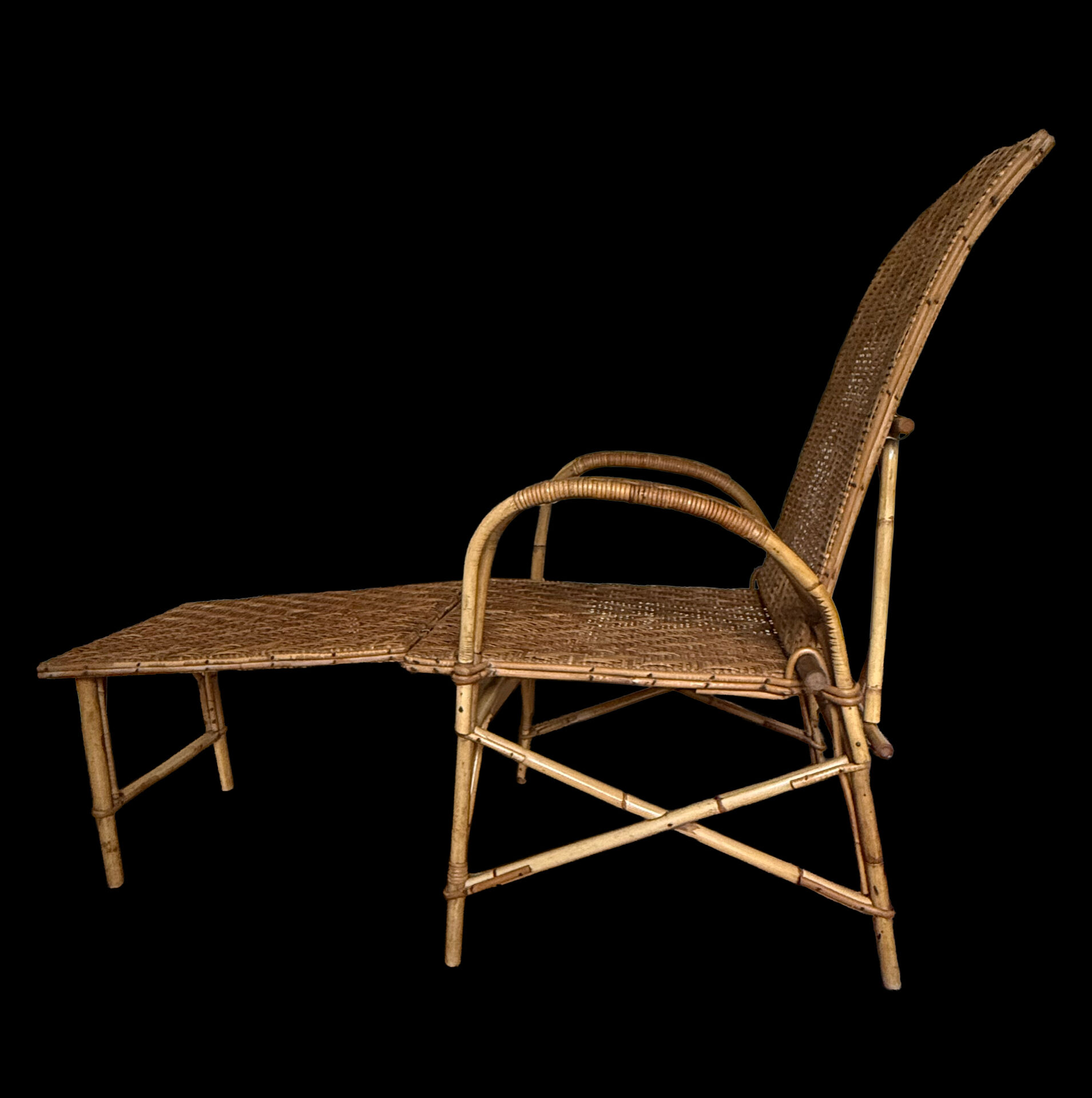 Fauteuil /chaise longue osier années 50/60