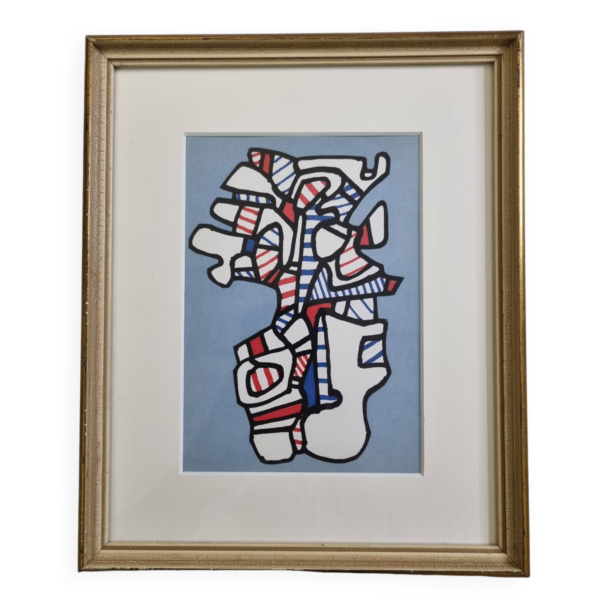 Screenprint after Jean Dubuffet framed under glass 27 cm by 32 cm