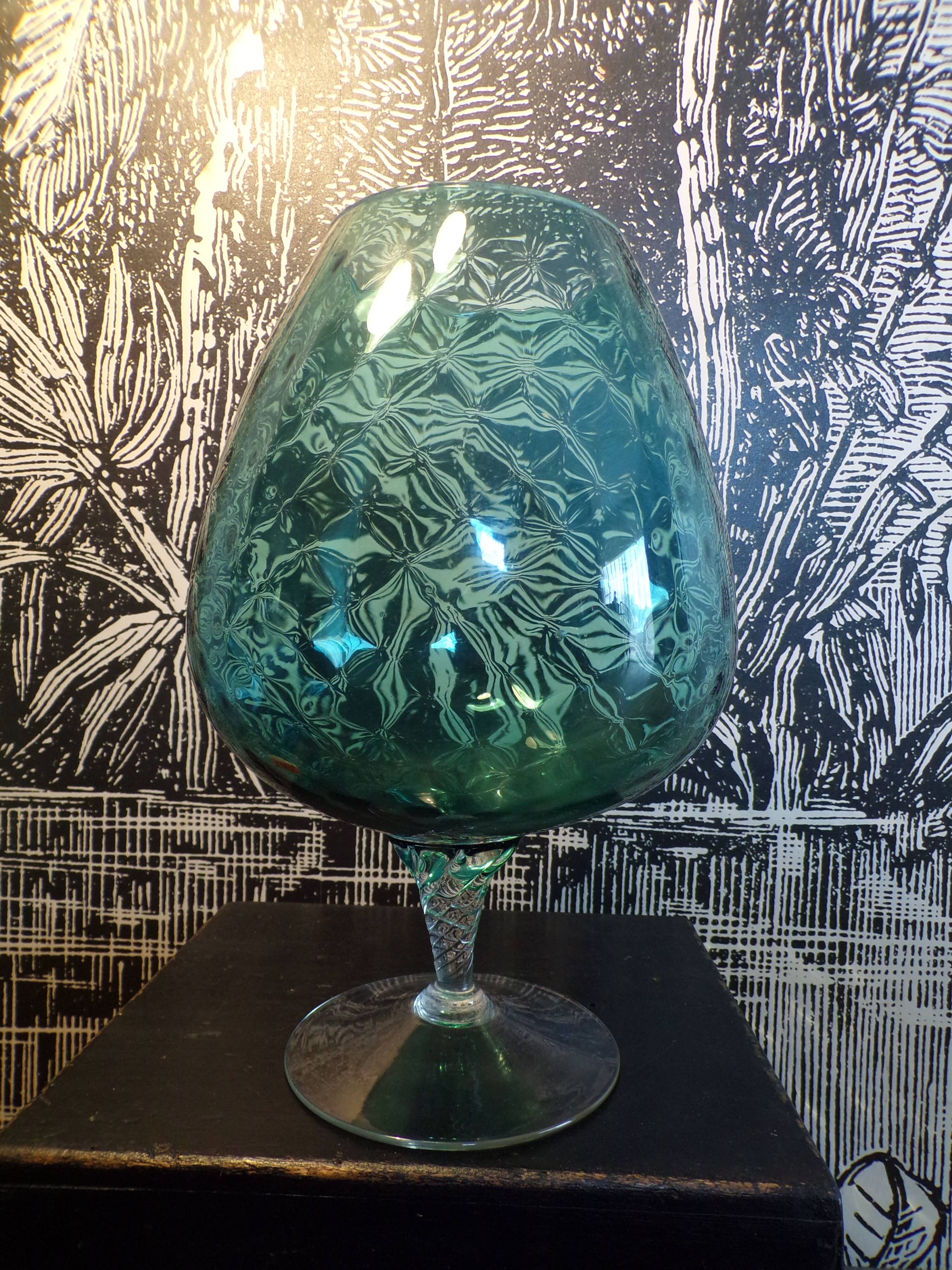 Blue empolied vase h=33cm