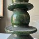 Large sculptural Moroccan candlestick in green Tamegroute ceramic.