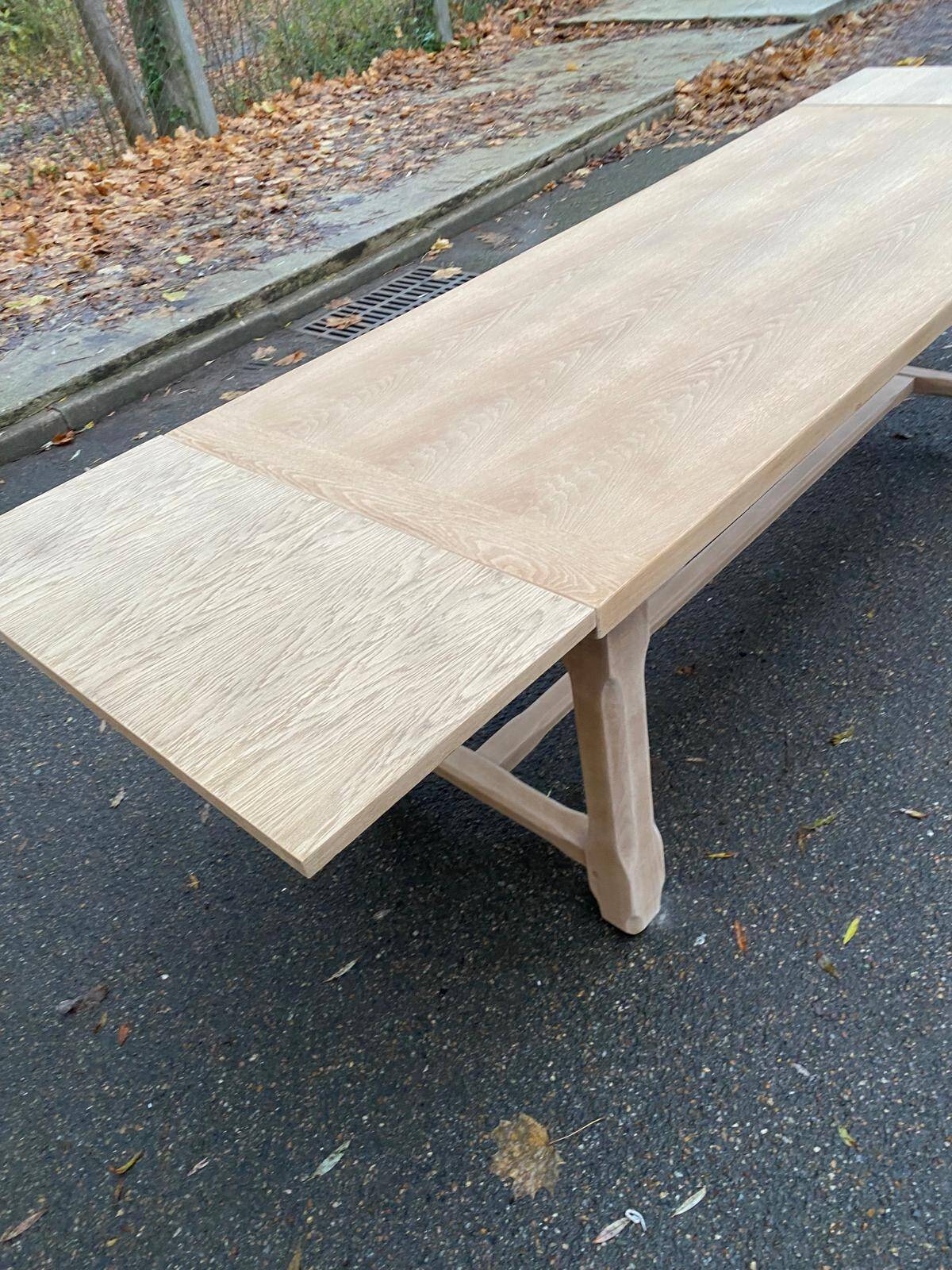 Extendable renovated 20th century oak farmhouse dining table, 200-280cm