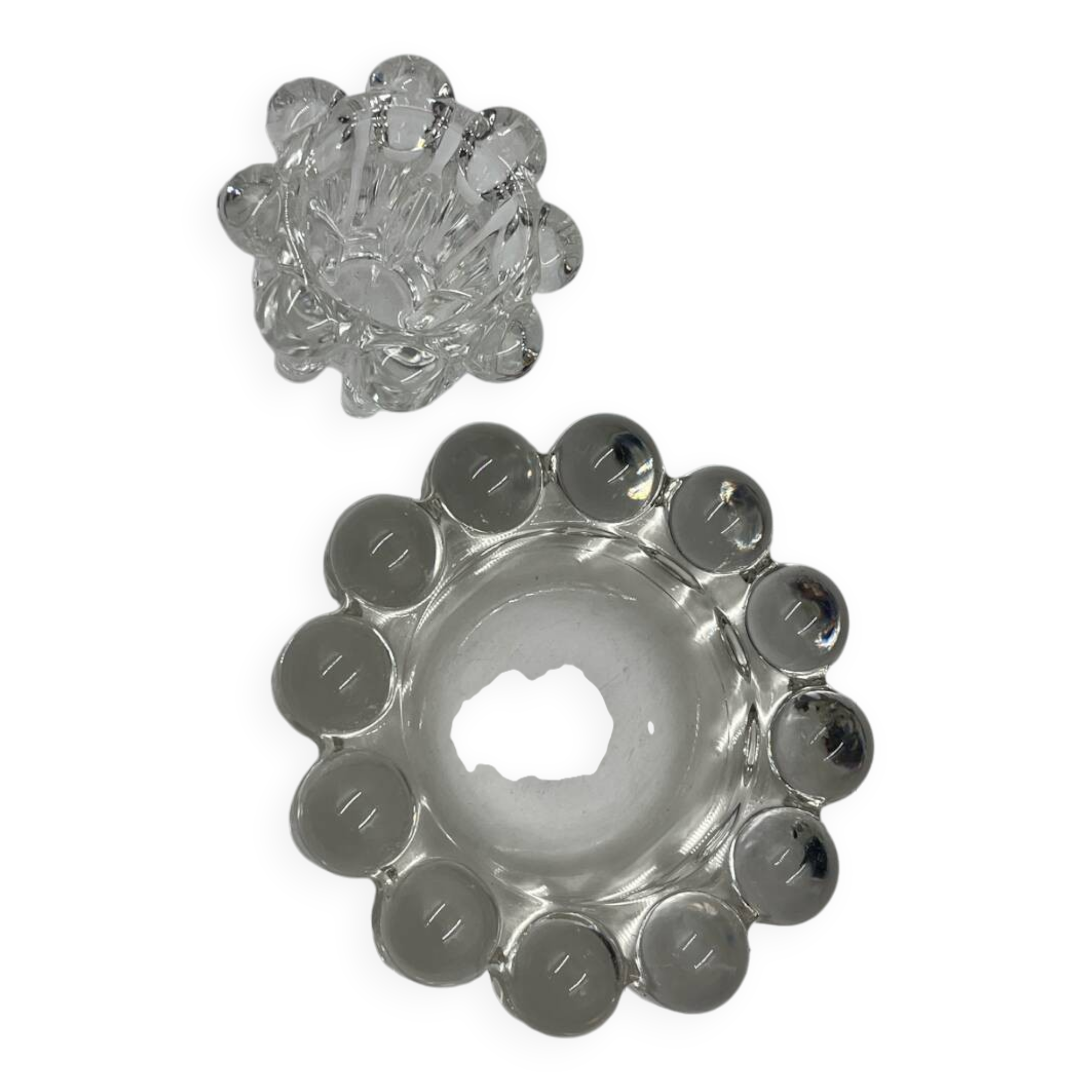 Glass candle holder duo