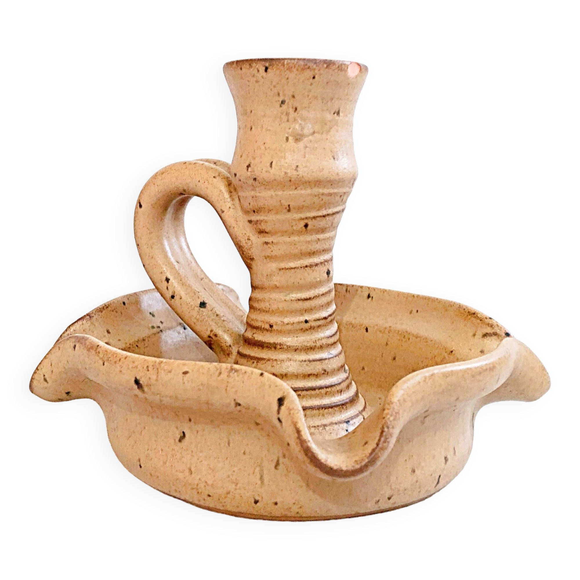 Large handmade Vallauris France ceramic ashtray candle holder