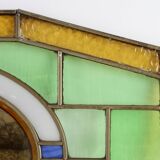 Art Deco Stained Glass Panel Depicting Runners in Motion, Belgium ca. 1910