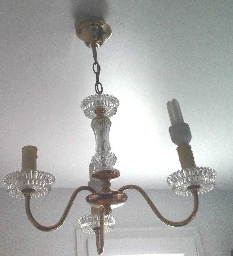 Brass and glass chandelier