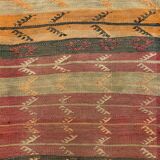 Vintage Turkish Mini Kilim 85x55 cm Wool Small Kelim Runner, shabby Chic