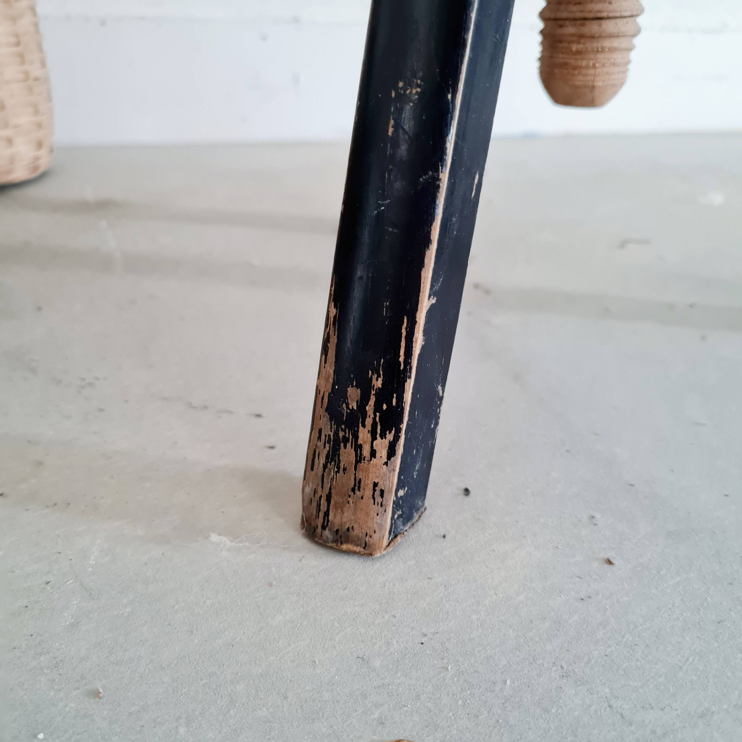 Antique black piano stool in adjustable wood