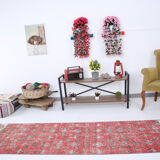 2x8 red floral turkish runner rug.77x261cm