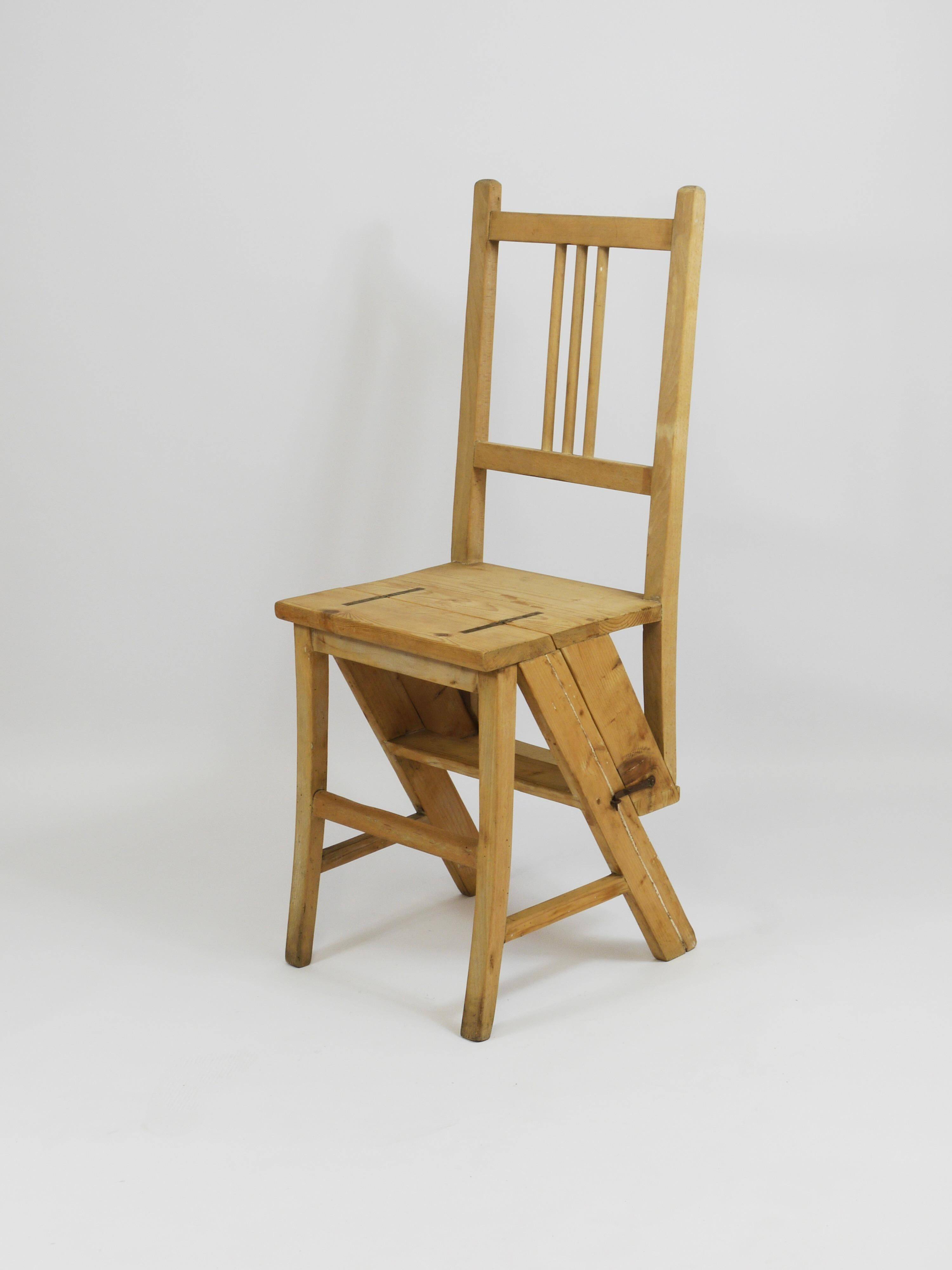 Folding metamorphic library ladder, Arts & Crafts, Vienna, 1900s