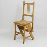 Folding metamorphic library ladder, Arts & Crafts, Vienna, 1900s