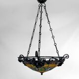Art Deco wrought iron chandelier by Augustin Louis Calmels, France, Circa 1920