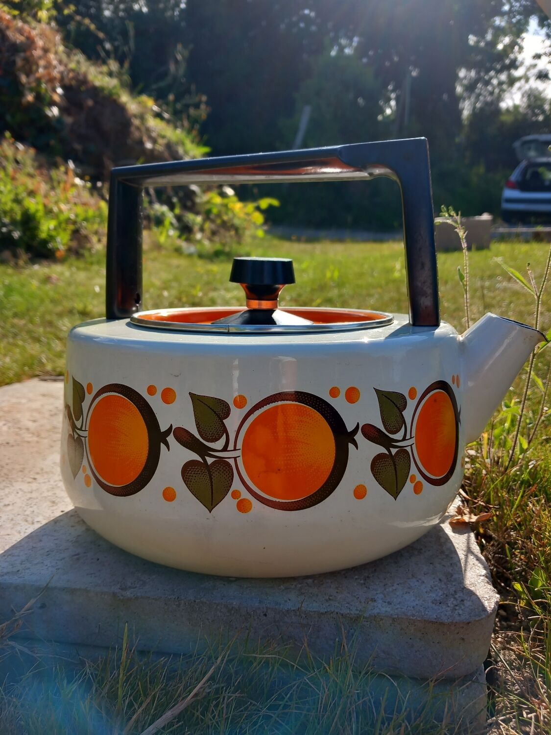 Vintage enamelled kettle