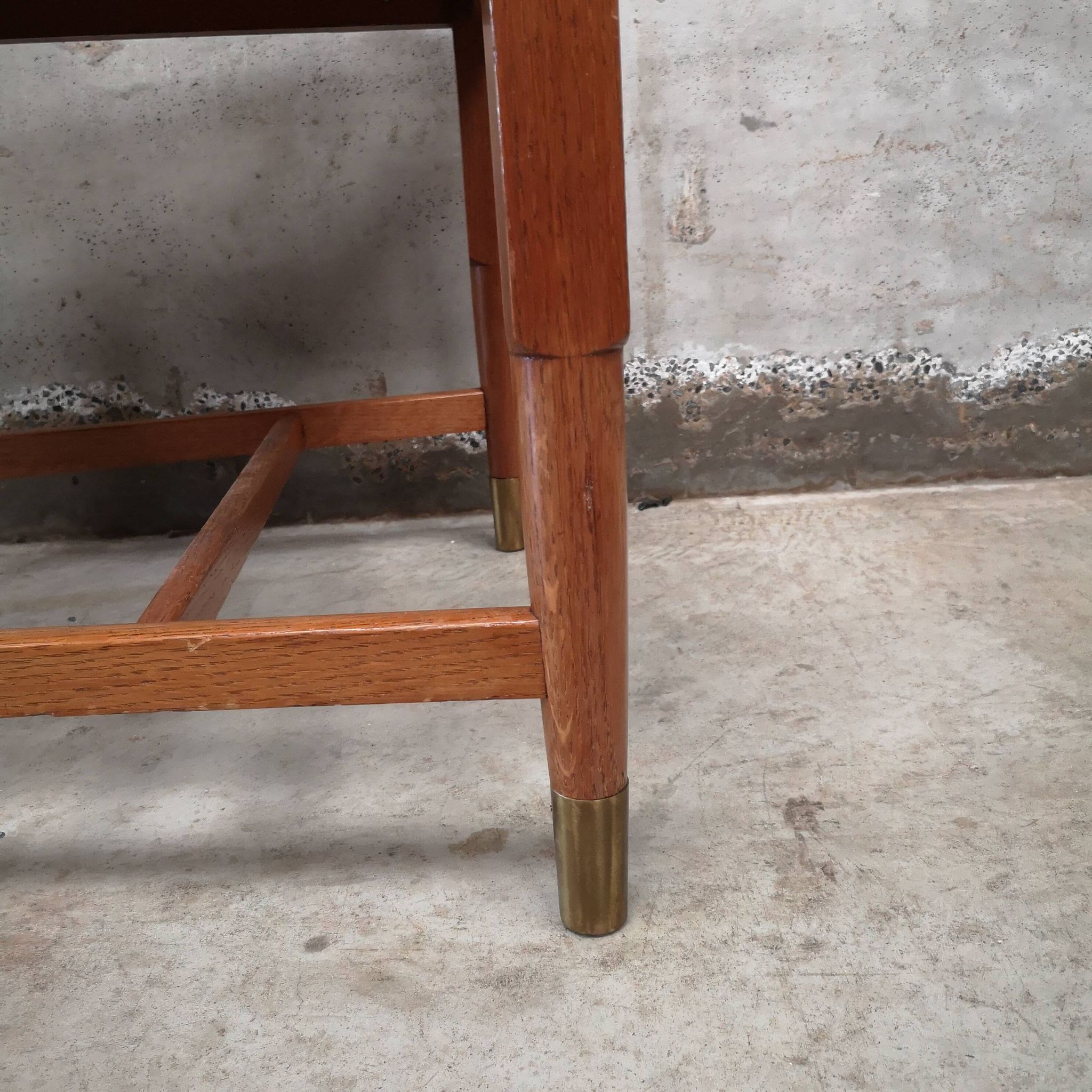 Art craft art nouveau armchair in oak and brass