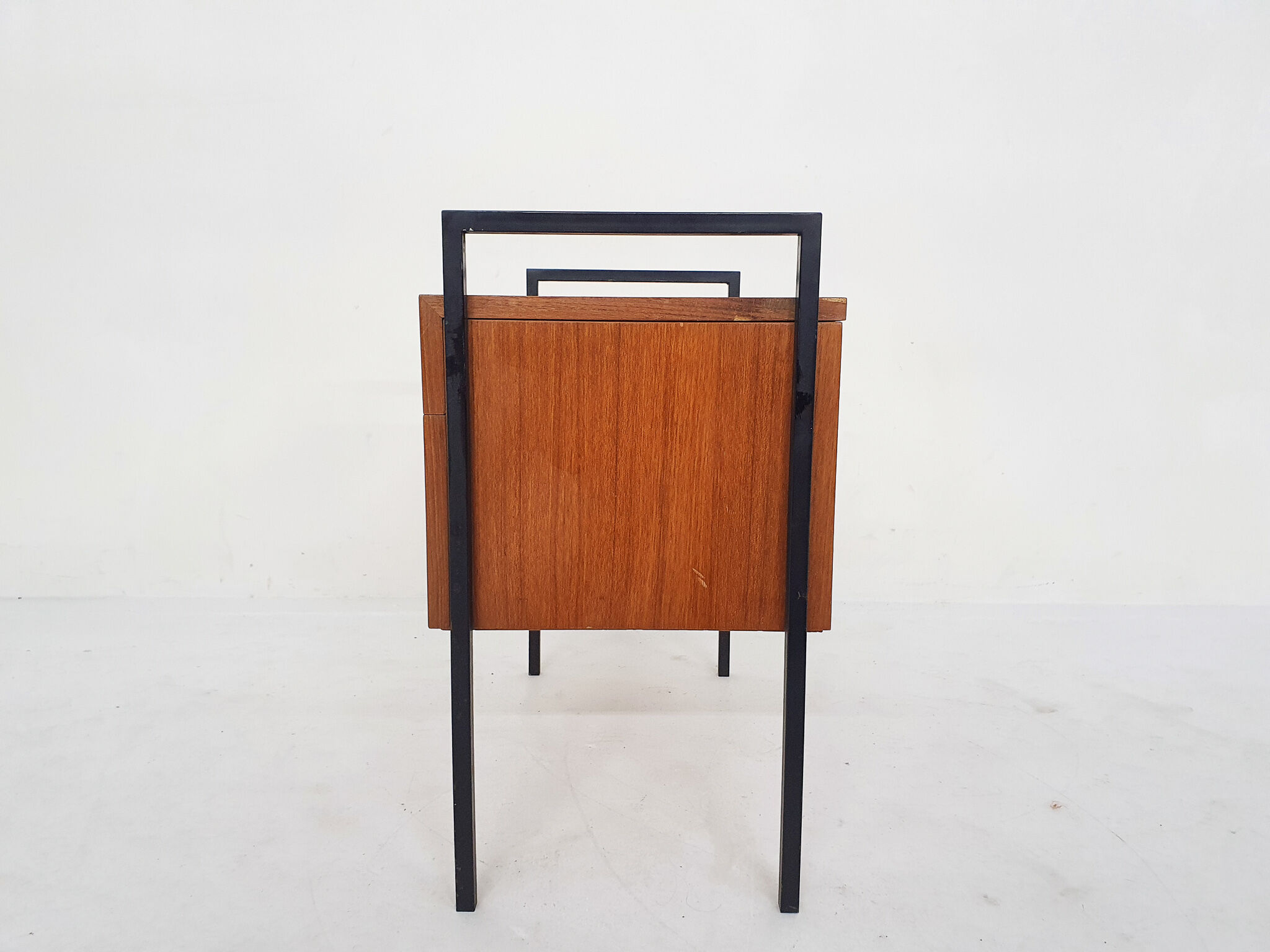 Teak and minimalistic metal sewing box, The Netherlands 1960's